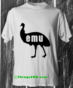 emu Silhouette An emu silhouette with the letters E.M.U. carved out in reversed.